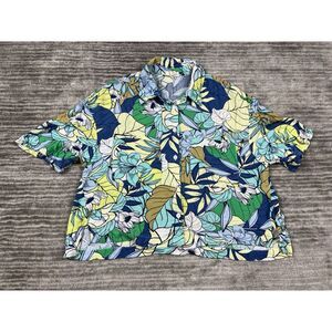 A New Approach Top Womens‎ Medium Multicolor Floral Button Up Short Sleeve